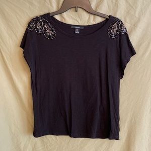 Black Forever 21 shirt with beaded shoulders